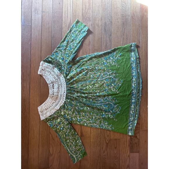 Meadow Rue by Anthropologie XS Boho crochet collar floral top - Picture 8 of 8